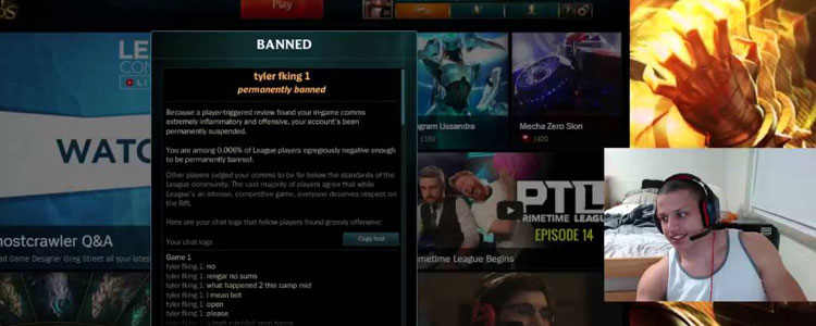 Tyler1 had over 20 accounts banned and here in the picture you can see why.